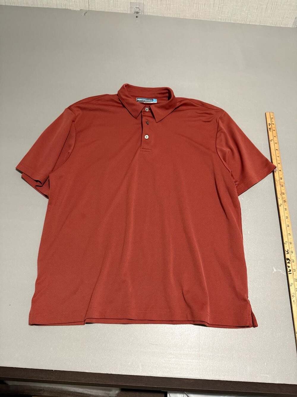 Roundtree & Yorke Performance Polo Shirt Size XL Rust Red Golf